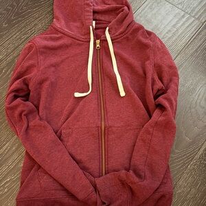 Old Navy Burgundy Zip Hoodie with Cream Drawstrings